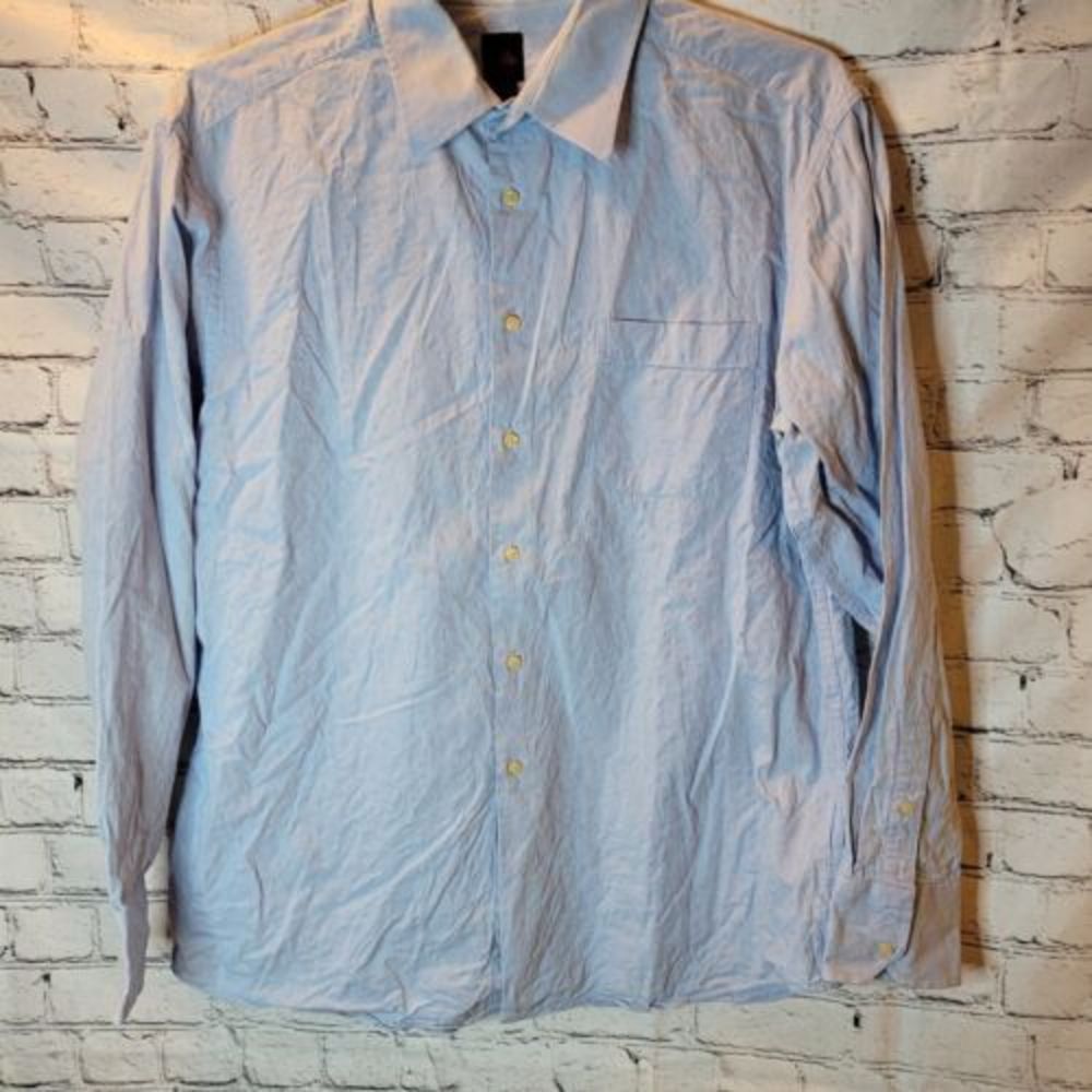Billy London Button Down Shirt Mens L 16-16.5‎ Blue Excellent Paisley Jacquard